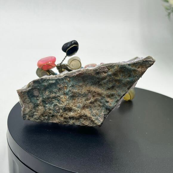 Handmade Multi-Color Gemstone Wire Tree on Amethyst Crystal Base 4.25” Decor - Picture 6 of 13